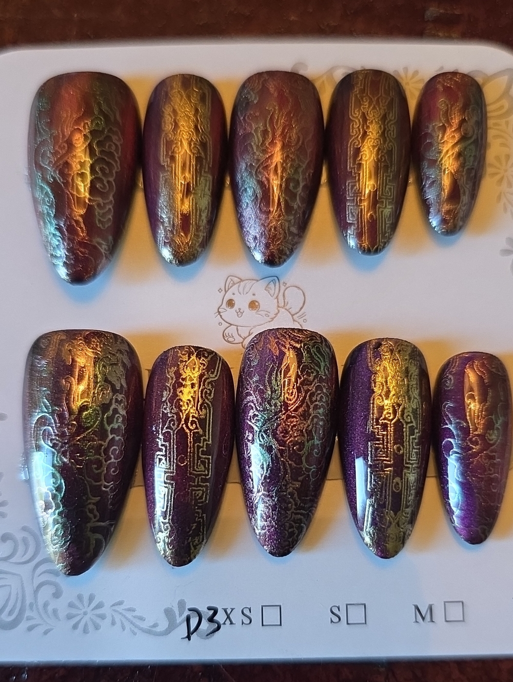 Purple and Gold Magnetic Nail Art Set Size Large